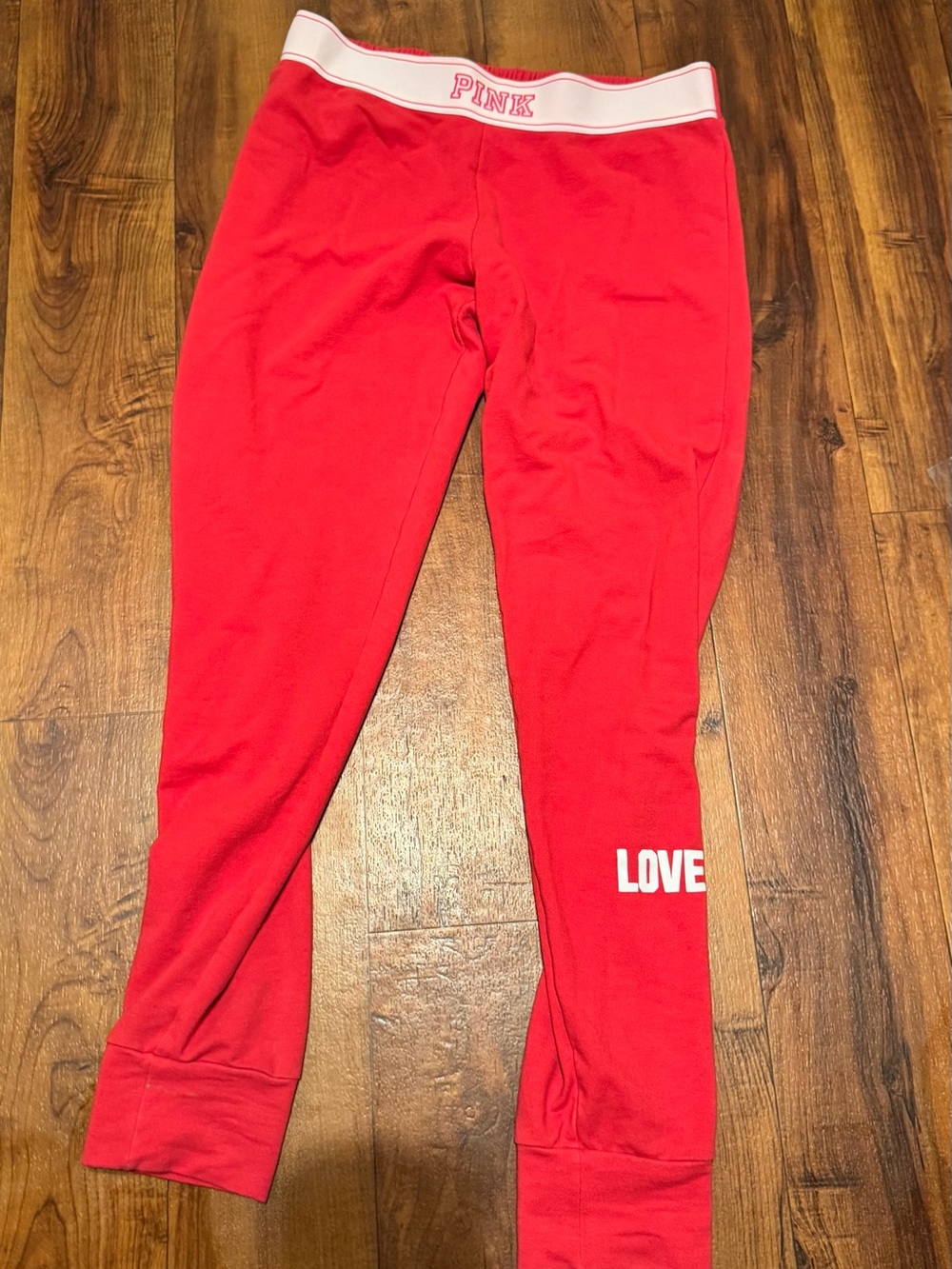 Women’s PINK Victoria's Secret Red Joggers with White Waistband size medium y2k